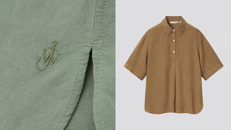 JWA亞麻混紡半開襟襯衫(短袖) JWA亞麻混紡半開襟襯衫(短袖)