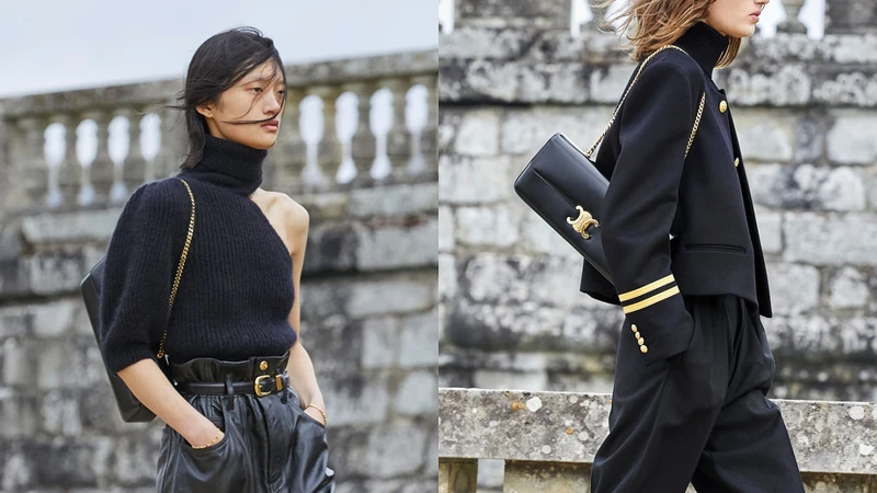 CELINE 金屬鍊揹帶的Triomphe包包 CELINE 金屬鍊揹帶的Triomphe包包