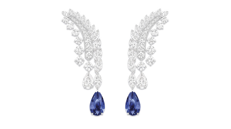 PIAGET Wings of Light系列藍寶石頂級珠寶鑽石耳環