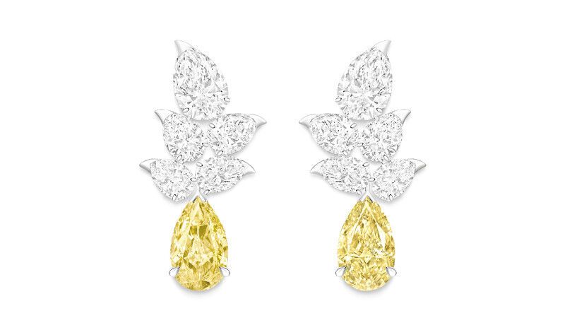 PIAGET Wings of Light系列艷彩黃鑽頂級珠寶蠍尾花鑽石耳環