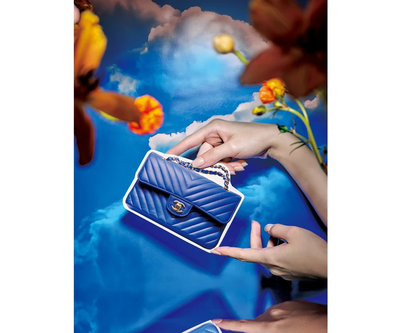 CHANEL 藍色小牛皮山形紋11.12包 CHANEL 藍色小牛皮山形紋11.12包