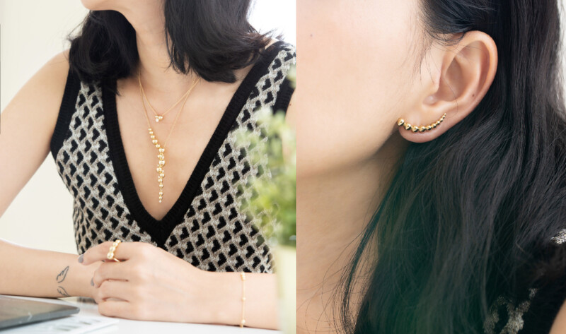 Moonlight Grapes系列耳夾,18K黃金,NT31,000、項鍊,18K黃金&鑽石,NT39,800、戒指,18K黃金,NT41,000、手鍊,18k黃金,NT39,000 Moonlight Grapes系列耳夾,18K黃金,NT31,000、項鍊,18K黃金&鑽石,NT39,800、戒指,18K黃金,NT41,000、手鍊,18k黃金,NT39,000