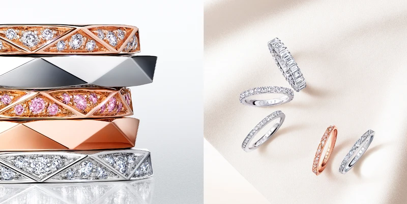 左:Laurence Graff Signature婚戒 (系列售價NTD 49,000起)、右:婚戒系列(售價店洽) 左:Laurence Graff Signature婚戒 (系列售價NTD 49,000起)、右:婚戒系列(售價店洽)