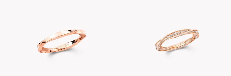 Spiral戒指(玫瑰金、2.2毫米)、Spiral密鑲鑽石戒指(玫瑰金、2.2毫米) (系列售價NTD 65,000起) Spiral戒指(玫瑰金、2.2毫米)、Spiral密鑲鑽石戒指(玫瑰金、2.2毫米) (系列售價NTD 65,000起)