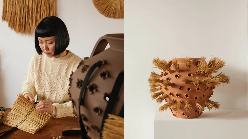日本Arko，選擇以稻草和皮革創作