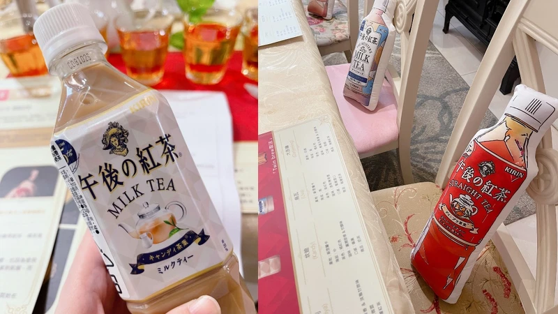 包裝上的人物Logo就是下午茶文化的起源者 貝福德公爵夫人。午茶會場的小亮點就是以新包裝為設計的午後の紅茶抱枕 包裝上的人物Logo就是下午茶文化的起源者 貝福德公爵夫人。午茶會場的小亮點就是以新包裝為設計的午後の紅茶抱枕