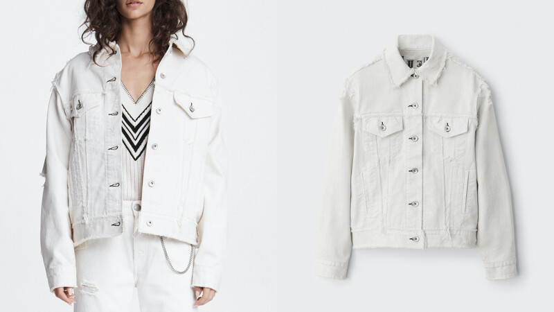 Rag & Bone X 庫伊拉 白色 Dodie 破損不收邊丹寧夾克，售價NT$15,000