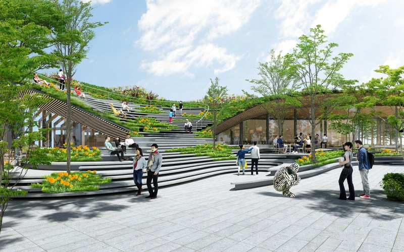 由隈研吾設計的勤美術館,預計於2023年開幕。場館空間示意。(圖片提供:隈研吾建築都市設計事務所) 由隈研吾設計的勤美術館,預計於2023年開幕。場館空間示意。(圖片提供:隈研吾建築都市設計事務所)