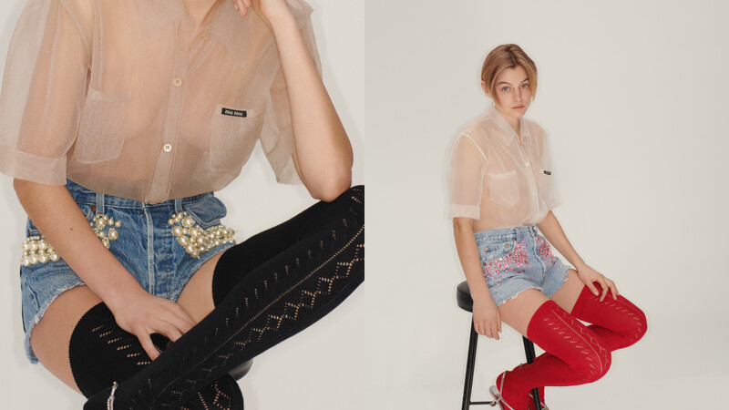 Miu Miu X Levi’s聯名系列,在年仔褲口袋處加上珍珠、人造鑽石細節 Miu Miu X Levi’s聯名系列,在年仔褲口袋處加上珍珠、人造鑽石細節