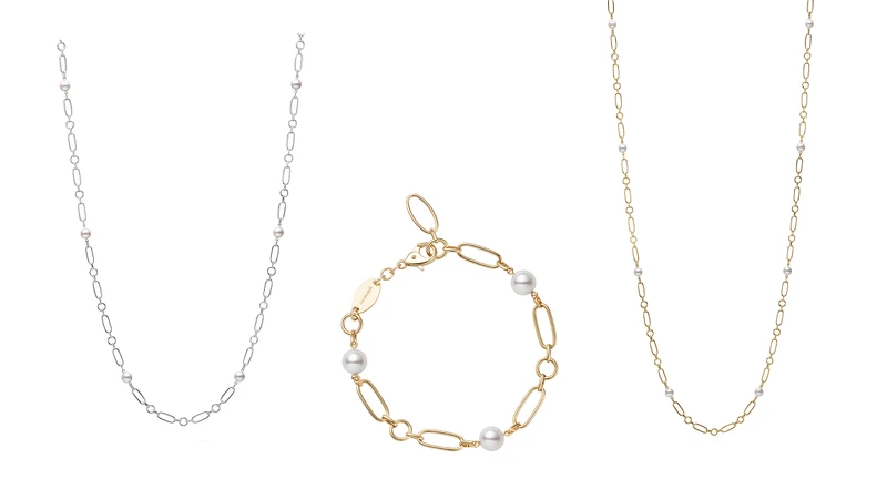 Mikimoto M Code系列珍珠長項鍊(白K金款62公分)、Mikimoto M Code系列珍珠手鍊、Mikimoto M Code系列珍珠長項鍊(黃K金款83公分)