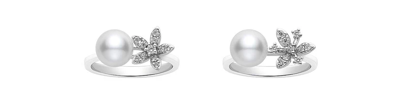 MIKIMOTO花卉造型珍珠鑽戒(三瓣花瓣款)、MIKIMOTO花卉造型珍珠鑽戒(五瓣花瓣款) 