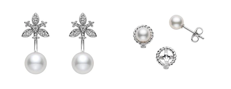 MIKIMOTO 花卉造型耳環(三瓣花瓣款)、MIKIMOTO花環造型鑽石珍珠耳環（可搭配白k金花環設計配件，或單獨配戴日本Akoya珍珠）