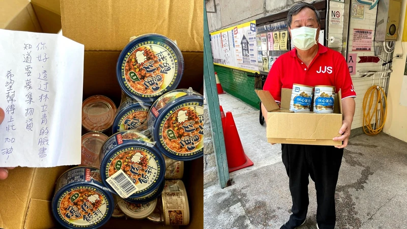 溫暖的加油字條及在第一線奔走的方荷生里長。圖片來源/林立青臉書 溫暖的加油字條及在第一線奔走的方荷生里長。圖片來源/林立青臉書