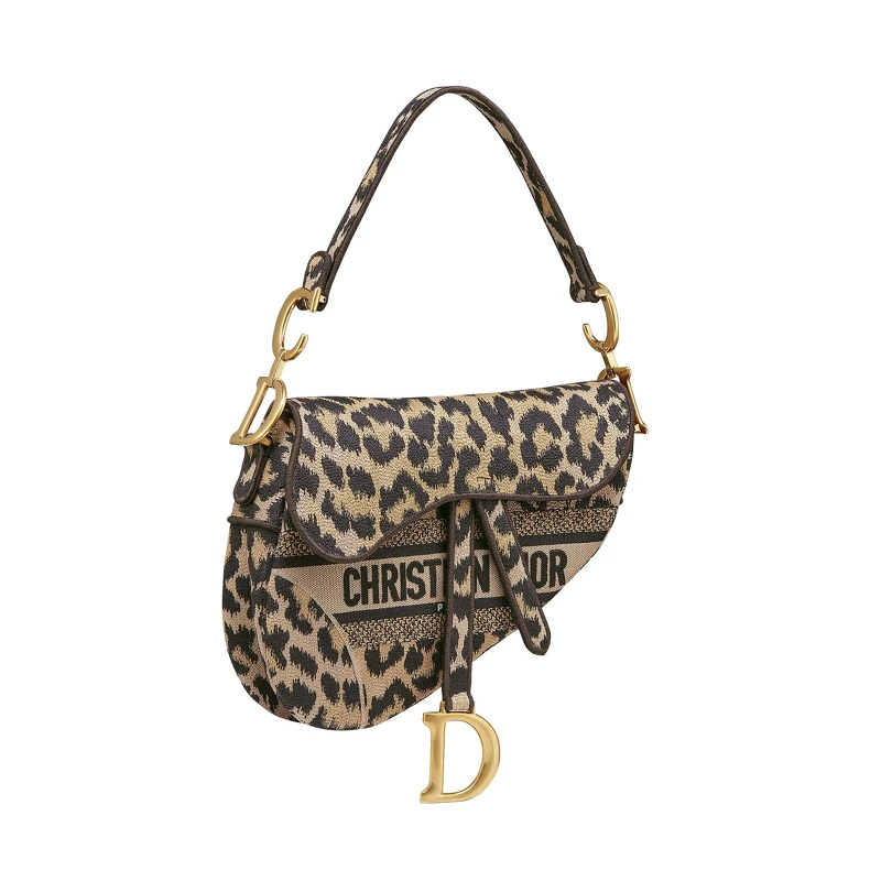 Saddle 豹紋刺繡帆布馬鞍包，NT130,000