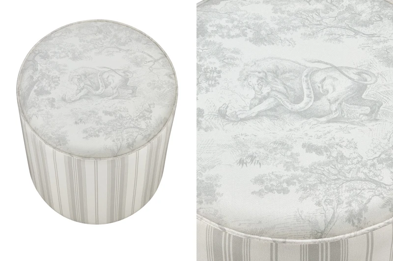 Dior Toile de Jouy灰色法式印花扶手圓凳
