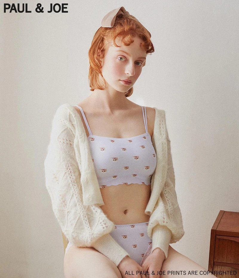 Paul & Joe X PJ Peasy貓咪無痕細肩帶無鋼圈內衣，NT890 / Paul & Joe X PJ 貓咪蕾絲內褲，NT490