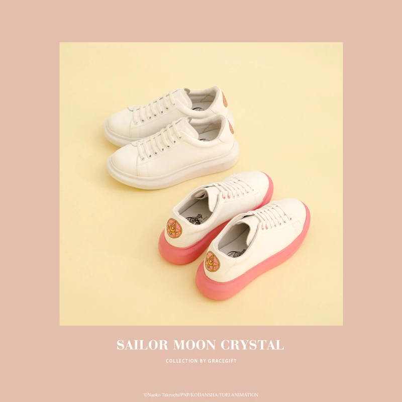 美少女戰士變身器全真皮厚底小白鞋2色，NT2,480