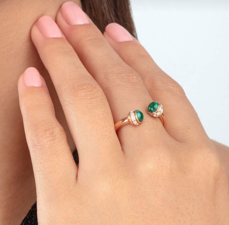 Piaget Possession 系列戒指,18K黃金鑲嵌綠松石與鑽石 Piaget Possession 系列戒指,18K黃金鑲嵌綠松石與鑽石