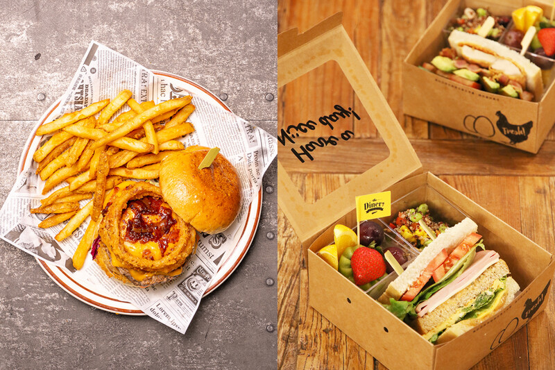 (左)樂青春畢業生限定漢堡餐,(右)WFH均衡餐盒。 (左)樂青春畢業生限定漢堡餐,(右)WFH均衡餐盒。