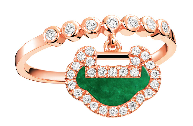 Qeelin Petite Yu Yi 系列戒指,18K玫瑰金翡翠鑲鑽,售價NT53,500 Qeelin Petite Yu Yi 系列戒指,18K玫瑰金翡翠鑲鑽,售價NT53,500