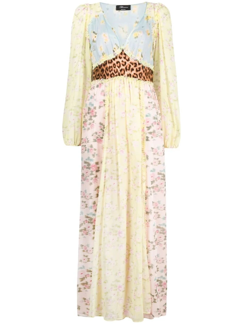 BLUMARINE 豹紋花卉拼接長洋裝,NT87,800。 BLUMARINE 豹紋花卉拼接長洋裝,NT87,800。