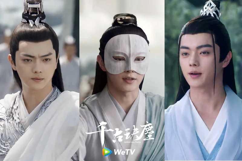 《千古玦塵》許凱分飾白玦上神、蒙面柏玄、清穆上君(左起)