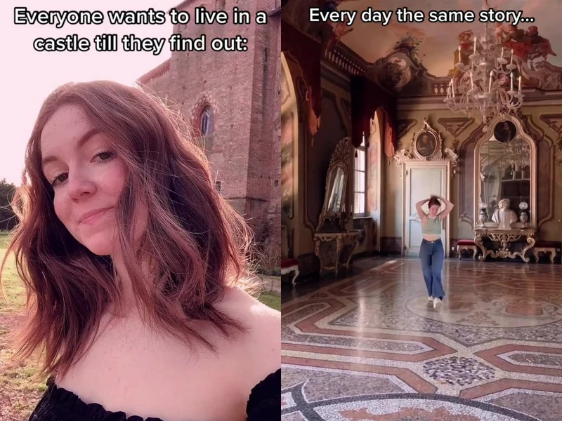 ▲▼伯爵千金拍影片吐槽，讓粉絲們都覺得羨慕又好笑。（合成圖／翻攝自TikTok@thecastlediary）