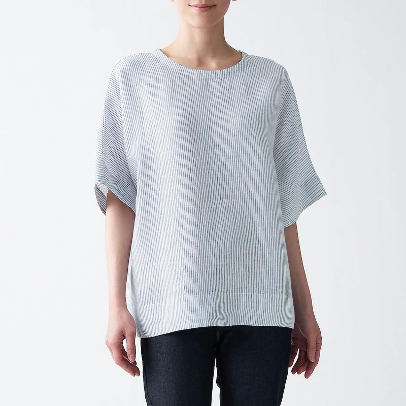 有機亞麻水洗短袖套衫，NT$990