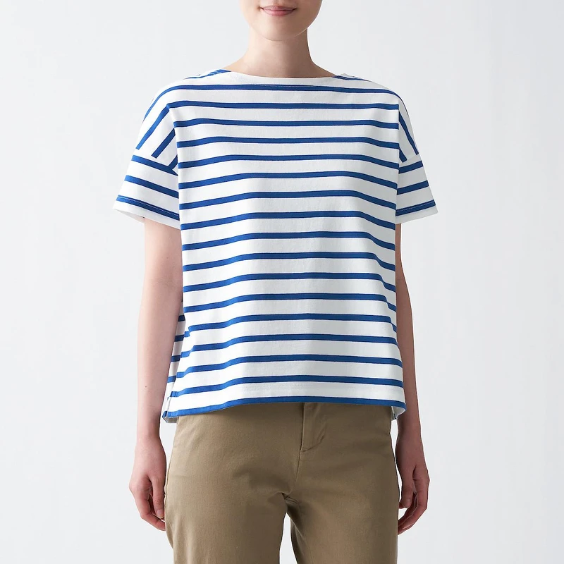 有機棉粗織天竺船領短袖T恤，NT$399