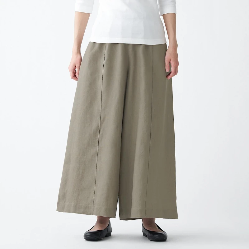 法國亞麻寬擺褲，NT$1,590