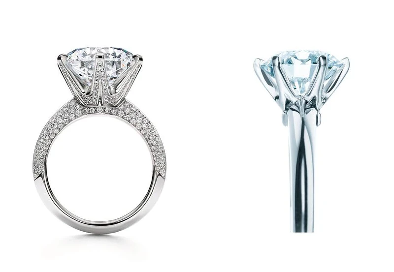 (左) The Tiffany Setting鉑金六爪鋪鑲鑽石戒指、(右) The Tiffany Setting 經典鉑金六爪鑲嵌鑽戒 (左) The Tiffany Setting鉑金六爪鋪鑲鑽石戒指、(右) The Tiffany Setting 經典鉑金六爪鑲嵌鑽戒