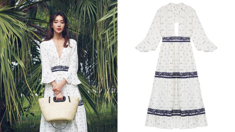 Maje Ibiza獨家限量系列V領圖紋洋裝,NT$15,070 Maje Ibiza獨家限量系列V領圖紋洋裝,NT$15,070