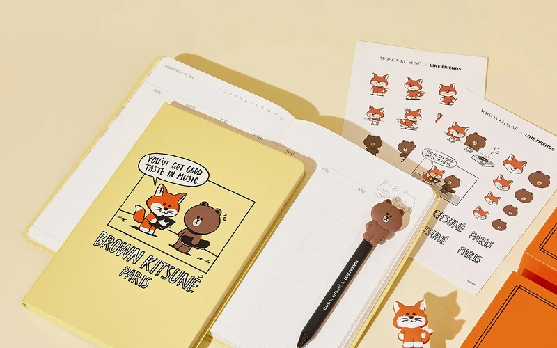 Maison Kitsuné X Line Friends聯名文具組，售價NT$1,200