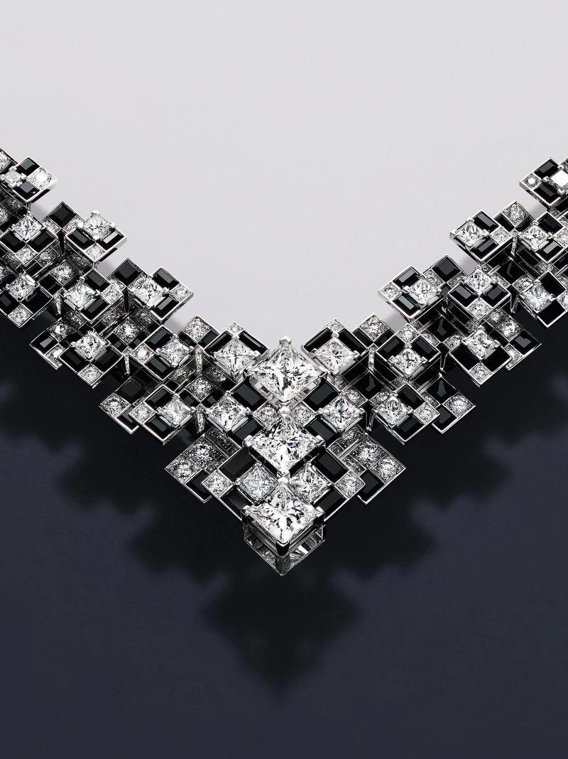 Meride 天然水晶、鑽石與縞瑪瑙項鍊 Meride 天然水晶、鑽石與縞瑪瑙項鍊