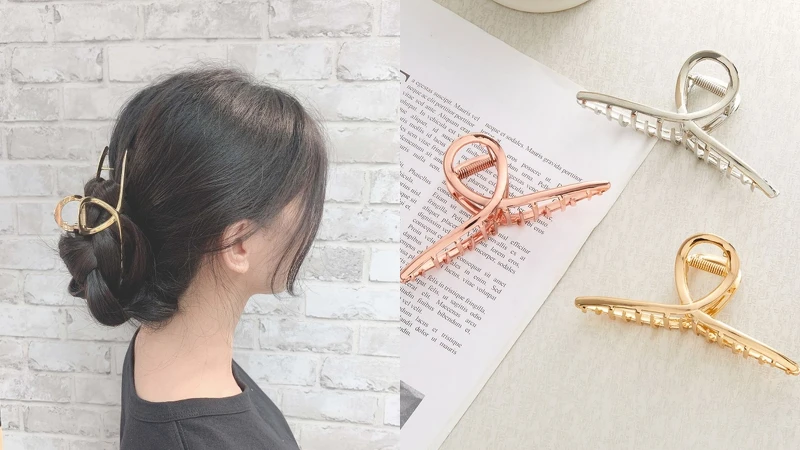 (右)首爾DESIGN交叉弧形抓夾合金亮面,NT119(寶雅提供) (右)首爾DESIGN交叉弧形抓夾合金亮面,NT119(寶雅提供)