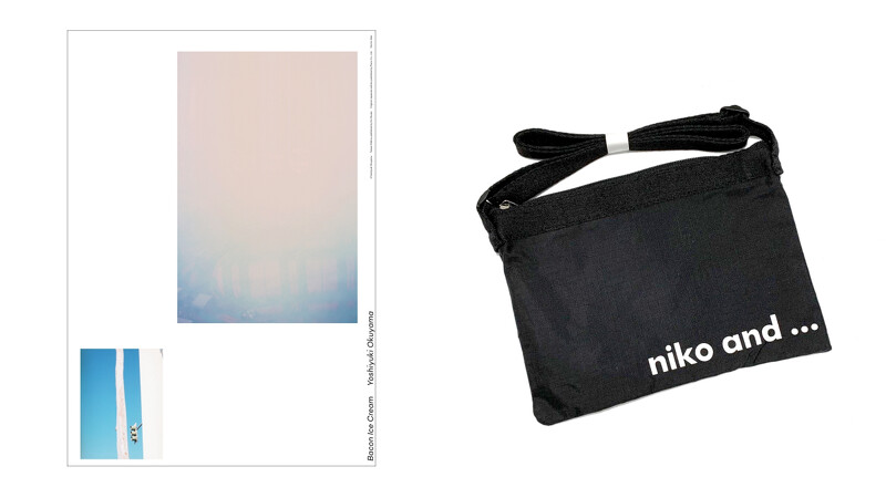 左為聶永真圖選設計海報,右為niko and...Logo 迷你肩背斜背包。 左為聶永真圖選設計海報,右為niko and...Logo 迷你肩背斜背包。