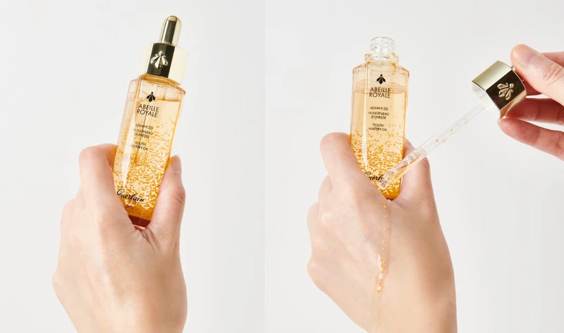 嬌蘭全新第三代小金瓶「皇家蜂王乳平衡油3G」,質地水潤輕爽流動性強,抹開後迅速吸收不黏膩 嬌蘭全新第三代小金瓶「皇家蜂王乳平衡油3G」,質地水潤輕爽流動性強,抹開後迅速吸收不黏膩