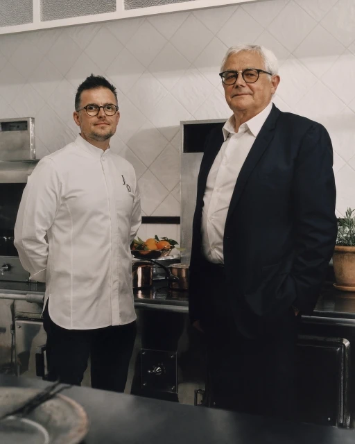 (右)迪奧首席調香師François Demachy與(左)法國甜點主廚Julien Dugourd