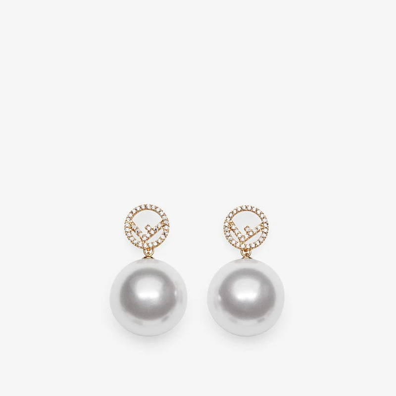 Fendi F Logo珍珠水晶耳環，NT11,800