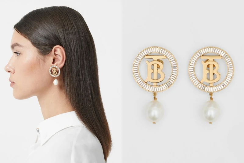 Burberry珍珠裝飾夾式耳環，NT20,900