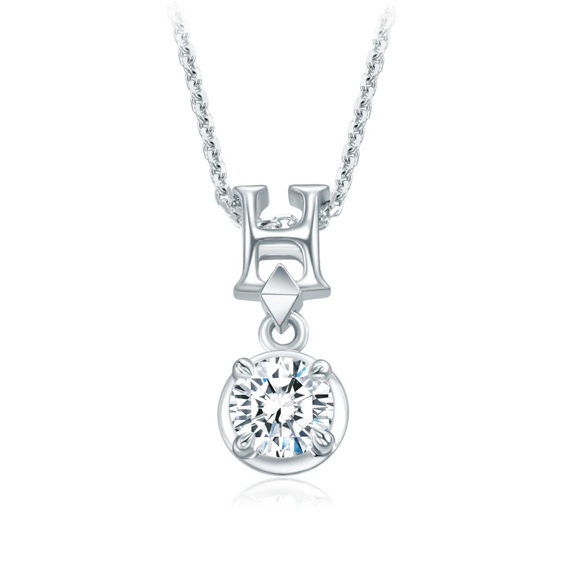 周大福「玄彬 925」系列 18K 白色黃金美鑽項鍊 