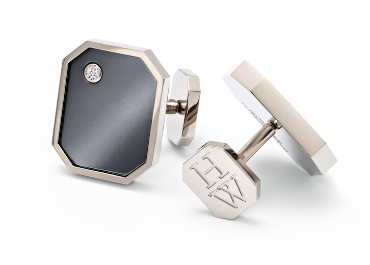 Harry Winston 海瑞溫斯頓 Zalium鋯合金襯衫袖扣，售價約NT$ 180,000