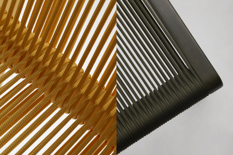 Filo 座椅上交錯羅列的結構線條。 Filo 座椅上交錯羅列的結構線條。