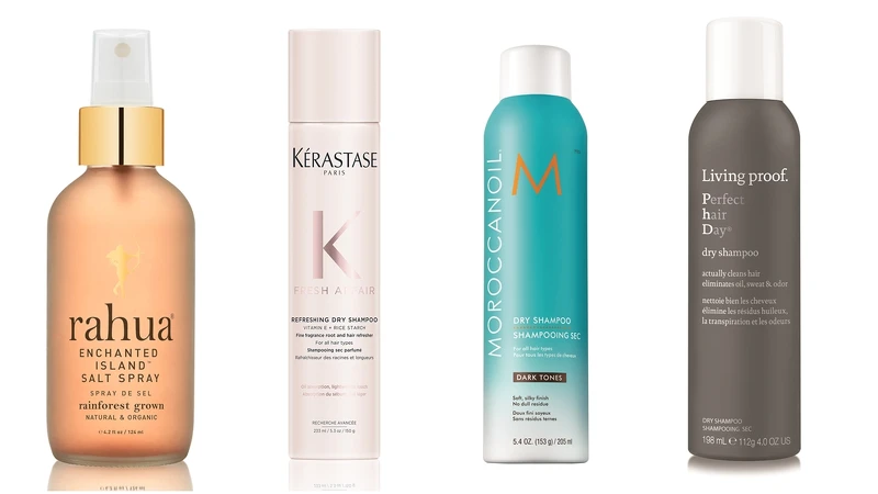 1.Rahua 粉紅海鹽蓬鬆噴霧，NT1,150。2. Kerastase 粉輕盈蓬蓬乾洗髮，NT1,100。3. MOROCCANOIL_優油鎖色乾洗髮，NT1,000。4. LIVING PROOF 圓滿5號乾洗髮，NT900。