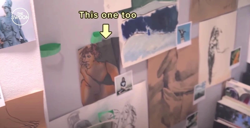 劉娜比 房間牆上畫作有許多是 韓韶禧 親手創作 劉娜比 房間牆上畫作有許多是 韓韶禧 親手創作