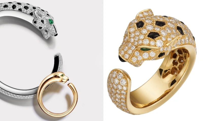 La Panthère美洲豹鋪鑽手環(白K金,祖母綠,縞瑪瑙,鑽石)、Panthère de Cartier美洲豹戒指(黃K金)、Panthère de Cartier美洲豹戒指(黃K金,祖母綠,縞瑪瑙,鑽石)。 La Panthère美洲豹鋪鑽手環(白K金,祖母綠,縞瑪瑙,鑽石)、Panthère de Cartier美洲豹戒指(黃K金)、Panthère de Cartier美洲豹戒指(黃K金,祖母綠,縞瑪瑙,鑽石)。