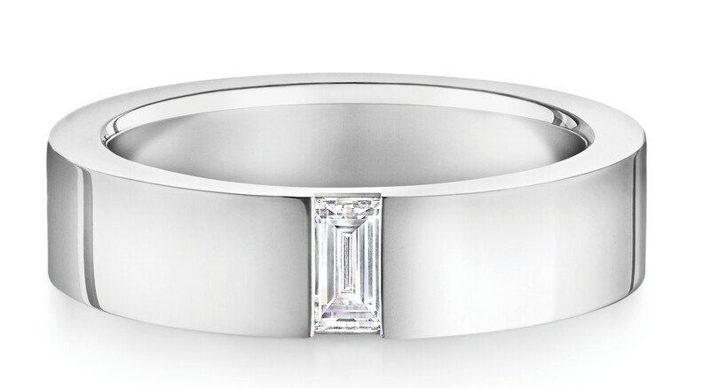 海瑞溫斯頓長形切工單鑽線戒