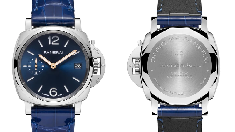 錶殼: 拋光精鋼錶殼,直徑 38 毫米; 拋光精鋼錶圈; 錶冠護橋裝置由拋光精鋼製成; 磨砂精鋼錶背。由剛玉製成的藍寶石水晶玻璃錶鏡。 錶盤: 藍色太陽放射紋錶盤,三明治式結構,夜光阿拉伯數位及小時標示; 3 點鐘位置設日期顯示; 9 點鐘位置設小秒盤。 錶殼: 拋光精鋼錶殼,直徑 38 毫米; 拋光精鋼錶圈; 錶冠護橋裝置由拋光精鋼製成; 磨砂精鋼錶背。由剛玉製成的藍寶石水晶玻璃錶鏡。 錶盤: 藍色太陽放射紋錶盤,三明治式結構,夜光阿拉伯數位及小時標示; 3 點鐘位置設日期顯示; 9 點鐘位置設小秒盤。