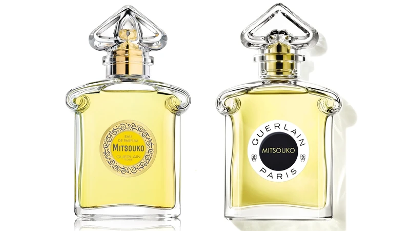 嬌蘭經典臻藏系列MITSOUKO蝴蝶夫人淡香水(左)舊款瓶身與(右)2021年新瓶身