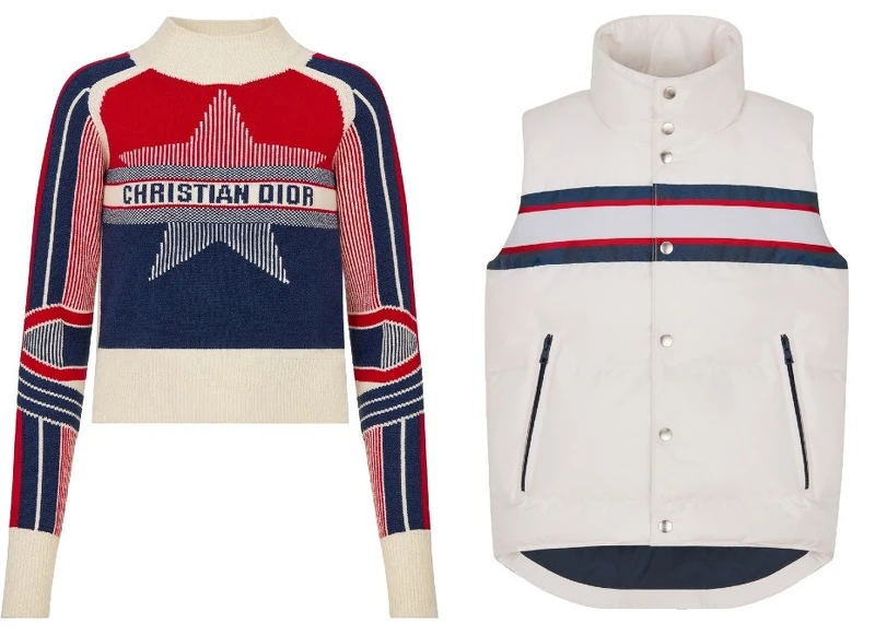 (左)DiorAlps 幸運星合身針織毛衣、(右)DiorAlps 條紋裝飾白色羽絨背心 (左)DiorAlps 幸運星合身針織毛衣、(右)DiorAlps 條紋裝飾白色羽絨背心